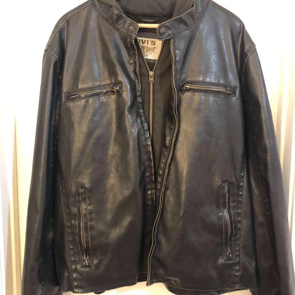 Brown distress Faux Leather Jacket